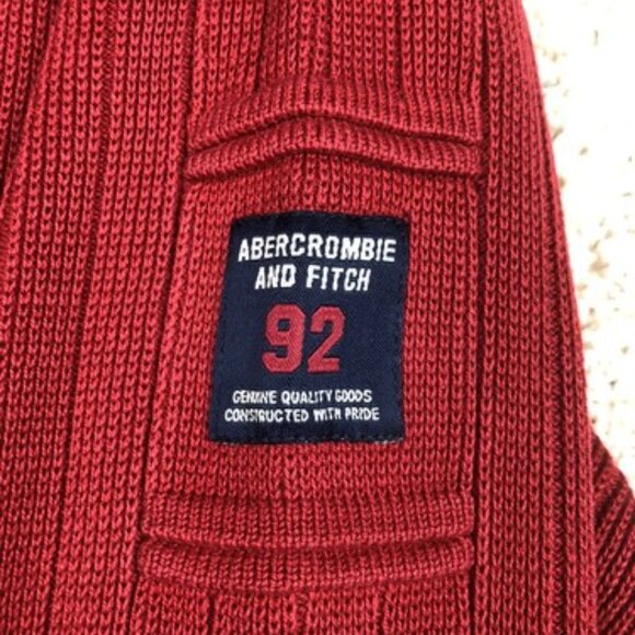 Abercrombie And Fitch Medium Red Long Sleeve Sweater Cotton Heavyweight A92 - Picture 2 of 9